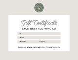 Sage West Clothing Co. Gift Card