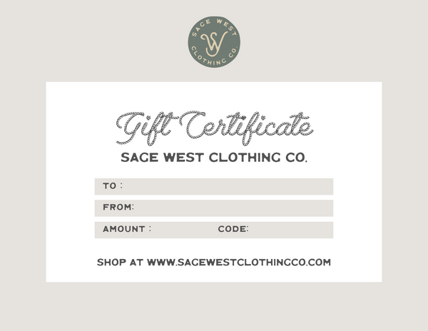 Sage West Clothing Co. Gift Card